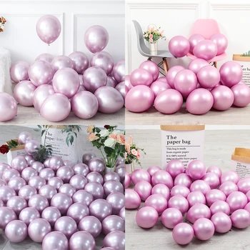 100 kozarcev 5/12 Chrome Roza Kovinski Lilac Purple Baloni Sijajni Latex Globos Poroko, Rojstni dan Okraski Baby Tuš