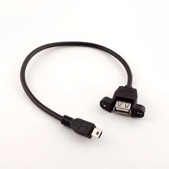 10pcs USB 2.0 Ženski Vtičnico Panel Mount Na Mini 5 Pin B Moški Podatkovni Kabel 1 m 30 cm/1.5 ft 50 cm