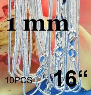 10pcs/veliko Promocijo! debelo srebrno ogrlico, srebro platedr modni nakit Kača Verige 1mm 24 cm Ogrlica
