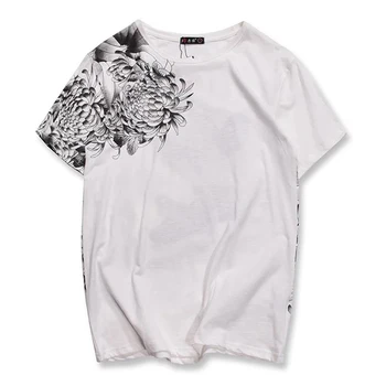 2020 Nov Prihod Moda Bog Vezenje T-shirt Tatoo Kratek Krap Bombaž O-neck Majica s kratkimi rokavi blagovne Znamke Oblačil Tshirt Homme Hip Hop