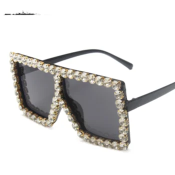 2021 nov velik okvir trendovska sončna očala ženske pisane diamond-okovan klincima osebnost kvadratnih sončna očala ženske modni očala UV400