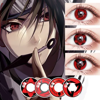2pcs/Par Naruto Cosplay Anime Oči Leče Sharingan Kontaktne Leče za Oči Uchiha Sasuke Hatake Kakashi Barvne Leče za Oči