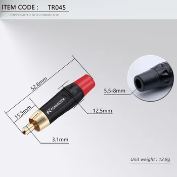 2pcs Visoke kakovosti RCA moški vtič Priključek predpisovanjem zvočno kartico, črno-rdeča