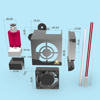 3D Tiskalnik Del Celoti Sestavljeni 1.75 mm Iztiskanje Hotend kit Del Za Creality Edaja-3/CR-10 Serijo 3D Tiskalnik