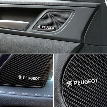 4pcs 3D aluminija zvočnik stereo zvočnik značko emblem Nalepke za Peugeot 206 207 307 3008 2008 308 408 508 301 208 Pribor