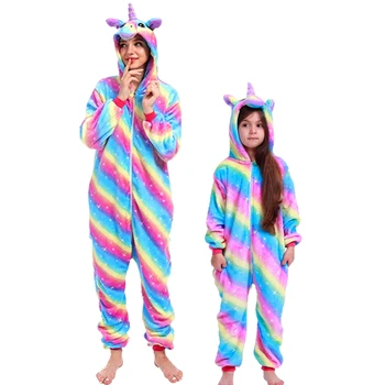 4T-12T Živali Pižamo Za Otroke Dekleta Panda Samorog Baby Onesies Kostum Fantje Sleepwear Jumpsuit Otroci Šiv Pozimi Pižame