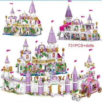 731PCS Princesa Grad Serije gradniki Čarobni Ledu Gradu Opeke Združljiv Dekleta Prijatelji Izobraževalne Igrače za Otroke