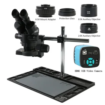 7X-45X Simul-osrednja Industrijske Trinocular Stereo Mikroskop 1080P 48MP 38MP HDMI USB Video Kamera Mikroskop+ Aluminij Zlitine Navadnih