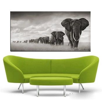 Afriške Divje Živali Slon Črno belo Platno Poster Tiskanje Slikarstvo Sodobne Umetnosti Dekoracijo Sliko Dnevna Soba Dekor