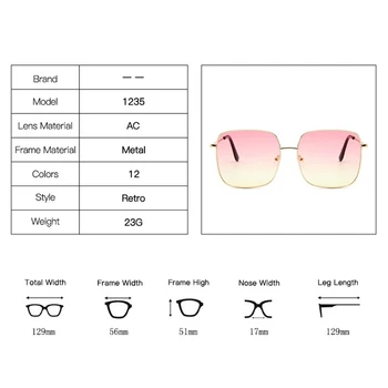 AKAgafas Klasične Ženske Sončna Očala Kovinskih Kvadratnih Gradient Objektiv Luksuzne Blagovne Znamke Zlitine Velik Okvir Vintage Sončna Očala Oculos Feminino