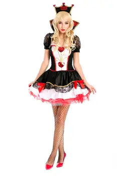 Alice Rdeča Kraljica Kostum Halloween Kokoš Stranka Queen Srca Cosplay Fancy Oblačenja