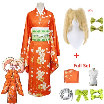 Anime Super Danganronpa 2 Hiyoko Saionji Kimono Cosplay Kostumi Za Odrasle Ženske Oranžno Obleko Zentai Halloween Oblačila Kostuums