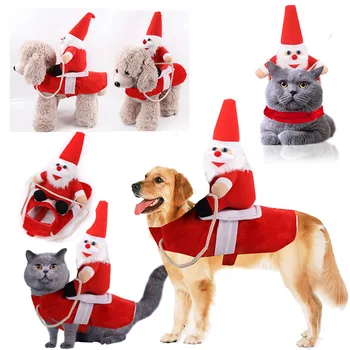 Božič Pet Oblačila Za Pse, Božiček Kostum Za Pse, Mačke Chihuahua Pug York Pozimi Kuža Suknjič Toplo Obleko Ljubljenčki, Cosplay Obleko