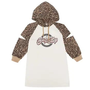 Dekleta Obleke Otroško Oblačila Otroci Moda Šivanje Leopard Tiskanja Dolge Rokave Obleko Baby Dekle Kapičastih Pulover