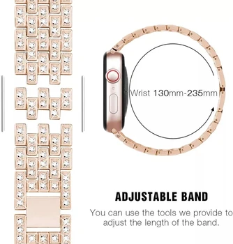 Diamond luksuzni trak Za Apple watch band 6 se 5 4 3 2 44 mm 40 mm, iz Nerjavnega jekla za iwatch 42mm 38 mm Kovinski Metulj Zapestnica