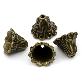 DoreenBeads Noge Kape Cvet Antique Bronze (Ustreza 14 mm-20 mm Kroglice) 15x12mm,Luknjo:Cca 2 mm,30PCs (B24602), yiwu