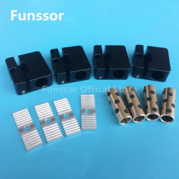 Funssor 4pcs aluminija križ drsnik + sinhronih sponke za 8 MM palica UM2 3D tiskalnik deli črna/srebrna
