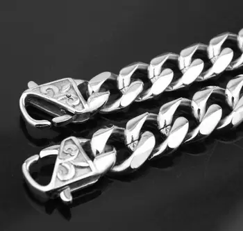 GNAYY Nakit iz Nerjavečega jekla 316L nakit za moške, visoke kakovosti polirani zajeziti verige link zapestnica bangle 13mm široko .22 cm (8.66