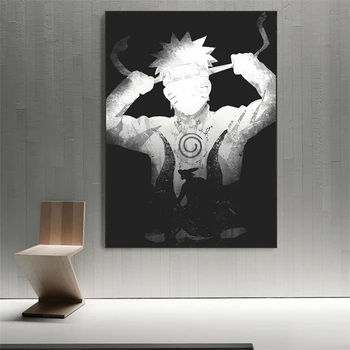 Japonska Risanka, Anime Znakov Pirat Črno in Belo Klasična Silhueta Plakat, Dnevna Soba Dekoracijo Doma Platno Stensko