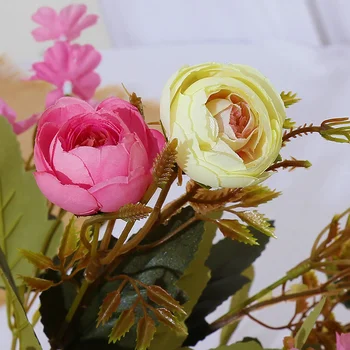 Kakovostno Umetno Cvetje, 34 cm Tea Rose, Doma Dekoracijo Vaza Cvetlični aranžmaji, Svile Cvetja, Poroke, Poročne Šopke