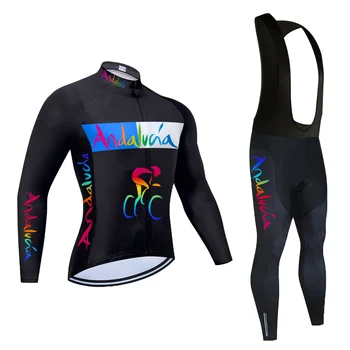 Kolesarski dres Komplet 2021 Jeseni Andalucia Kolesarska Oblačila Maillot Ropa Ciclismo Hombre Kolo Logotip Oblačila za Šport, Kolesarski Komplet
