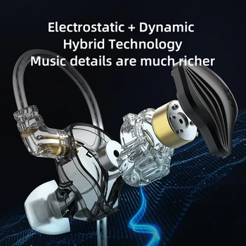 KZ ZEX Earphone1 Elektrostatično 1 Dinamični V Uho Monitor Čepi Snemljiv Kabel, Slušalke Noice Preklic Igre Športne Slušalke