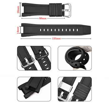 Mehke Gume Watchband Zamenjava za Casio G ŠOK GST-B100/S300/410/210/W110/W100/S110/S100 Silikonski Pas Moški Trak 26*14 mm