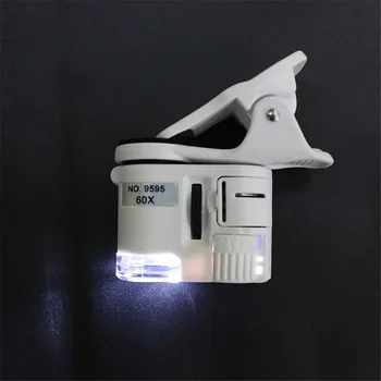Mini Objektiv Z Zavarovanjem Posnetek 60X Mobilni Telefon Lupo Mikroskopom LED Ultravijolično Svetlobo Poudarek Nastavljiv Mobilni Telefon Loupe