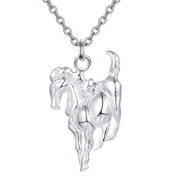 Moda 925 Sterling Srebrna Ogrlica Za Ženske luksuzni Poročni Nakit elegantno konj obeski verige neckalce