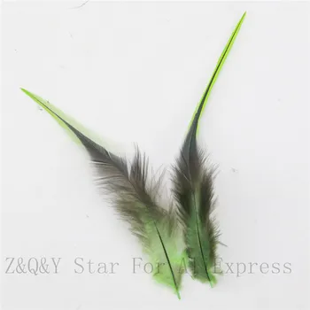 Naravni 12-15 CM (5-6 cm) fazan srebro rob opozoril lase, barvane sadje zelena 100PCSDIY obrti nakit material dream catcher