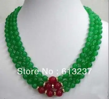 Nov modni slog diy očarljiva ogrlica za ženske 8 mm zelena rdeča 3rows sklop verigi visoko kakovostni kamen diy nakit 17-19 palca MY5194