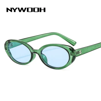 NYWOOH Zelena Ovalne sončna Očala Ženske Luksuzni Oblikovalec Majhen Okvir sončna Očala Moški Letnik Sunglass za Ženske