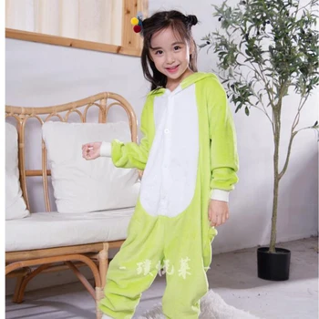 Otrok Zelena Žaba Kigurumi Onesies Oblačila Otrok Risank Anime Kostum Za Dekleta, Fantje Živali Prikrivanje Sleepwear Pižamo Onepieces