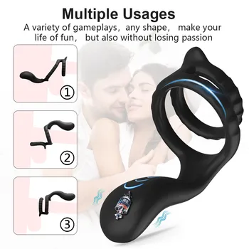 Penis Prstan Stimuliranje Ščegetavčka Varno Silikonski 10 Stonger Vibrator Načini Zamudo Izliv Moškega Enlarger Sex Igrače Za Par Moški