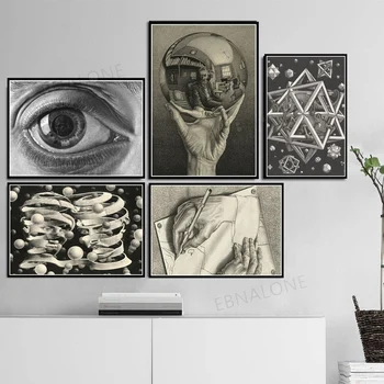 Plakatov in Fotografij Escher Nadrealistično Geometrijske Umetnine Sodobno Abstraktno Plakat Stenskih slikah, Platno Slikarstvo Doma Dekor