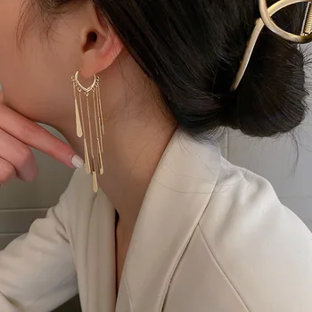 Preprosta, Elegantna Geometrijske Kovinske Verige Uhani za Ženske, Dekleta Nakit korejski Moda pozlačeni Sponke Krog Uhani