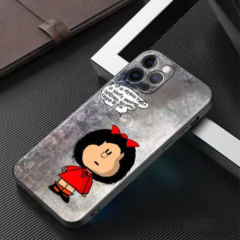 Risanka Mafalda Dekle Primeru za iPhone 13 6.1 cm 12 Mini 11 Pro 7 XR X XS Max 6 6S 8 8, Plus 5 5S SE Mehko Telefon Kritje