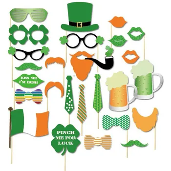 Saint Patrick Dan Irskega Festivala Nastavite Stranka Decortion Srečen Stranka Dobave Zelena Očala Balon Banner Toppers Doma Dekor