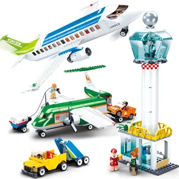 SLuban Letališče Serije Letalstva 5in1 Model Gradnik Mestni Avto Letal Izobraževalne Igrače Za otroke, ki so Fantje Božična Darila za Rojstni dan
