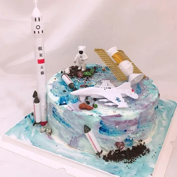 Space Shuttle Astronavt Letalskih Model Rakete Scene Torto Dekoracijo Luna Rojstni Dan Torta Pokrivalo Torta Dekoraterstvo Dobave