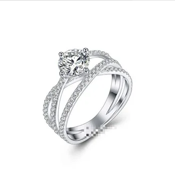 SPR9 Srebro Ovalne Visoko vsebnostjo Ogljika Diamond Gemstone Poroko Zaročni Prstan Fine Nakit Darilo Debelo