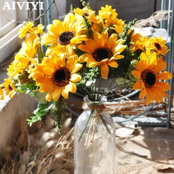 Visoka kakovost realne umetno sončnično svile cvet družinski vrt, balkon, spalnica, pisarna stranka cvet dekoracijo sten