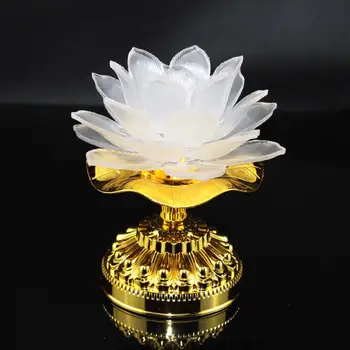 Visokokakovostni Led, pisane lotus lučka za lahka električna sveča Tempelj Buda Stroj z vira in trinajst Buda glasbe