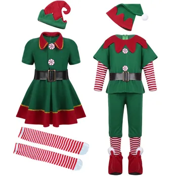 Zeleni Škrat Dekleta božični Kostum Cosplay Festival Santa Claus za Dekleta Fantje Novo Leto chilren oblačila Božič Fancy Stranka Obleko