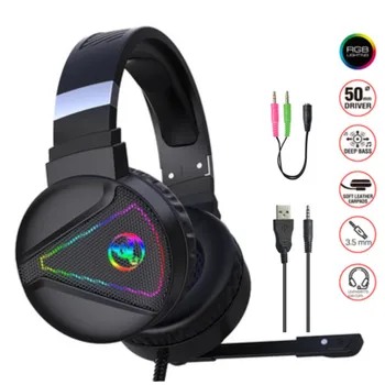 Žične Slušalke Gaming Slušalke Z Kabel In Mikrofon Lučka Led Bass sistem Stereo Slušalke Za PS4 PS5 Xbox PC Računalnik Gamer Kit