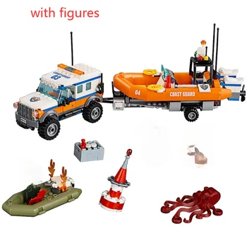 4 x 4 Odziv Enoto Mesto Coast Guard 60165 gradniki igrače za Otroški Model Opeke Otrok 375Pcs Božična Darila za rojstni dan